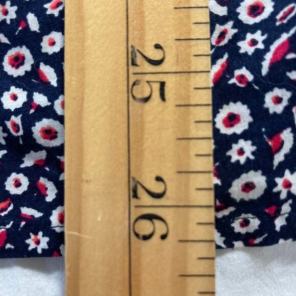 Talbots Cotton Button-Down Shirt LS Ditsy Floral Blue Red White Roll Sleeves, 12 - Picture 6 of 8